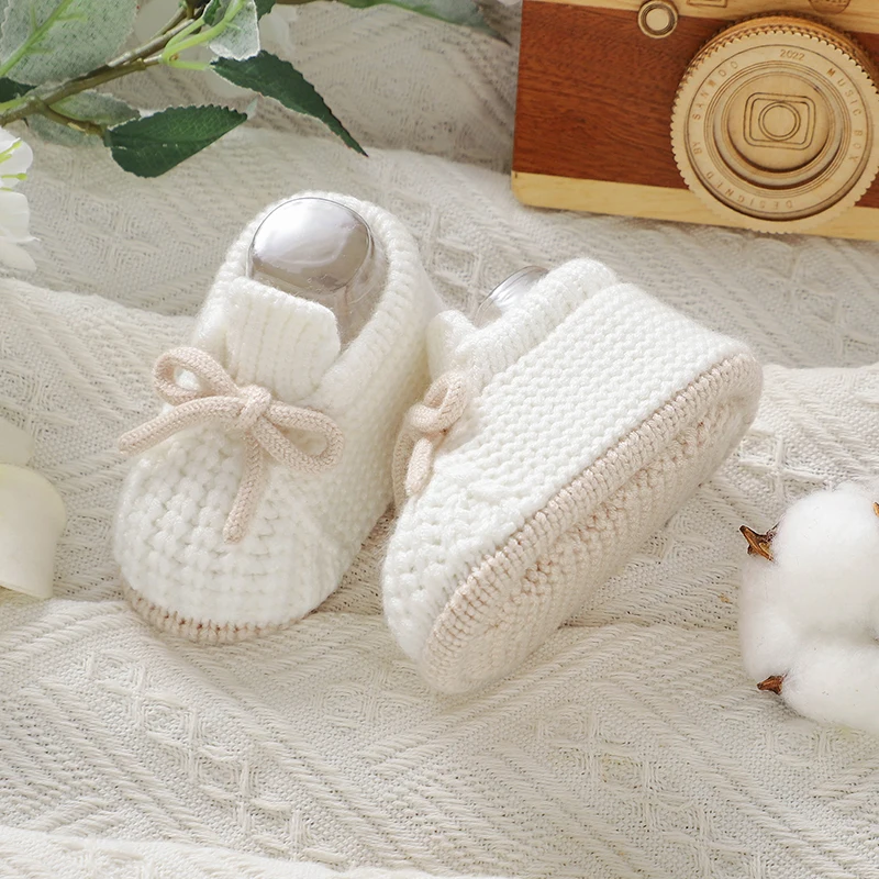 Baby First Walkers Soft Soled Newborn Boys Girls Crib Prewalkers Handmade Knitted Infant Toddler Anti-Slip Footwear Shoes 0-12m - Image 3
