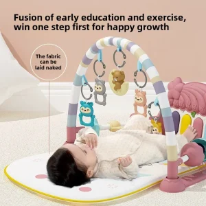 Baby Fitness Play Gym with Music Piano, Crawling Mat Pedal Controller Early Education Activity Toy Gift for Newborns 0-36 Months