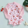Baby Girl Cherry Print One-Piece Swimsuit Infant Swimwear Comfortable Soft Fabric Baby Pool Suit Cute Cherry Design