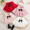 Baby Girl Clothing Winter Shearling-Lined Warm Collar Girl's Shawl Coat Adorable Bow Baby Coat Baby Girl Clothing