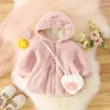 Baby Girl Coat Fall/Winter Solid-Color Shearling Hooded Girls Jacket Cute And Warm Baby Outerwear Baby Girl Clothes