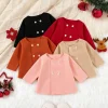 Baby Girl Coat Fall/Winter Solid-Color Woolen Girls' Coat Casual Cotton Baby Coat Baby Girl Clothing