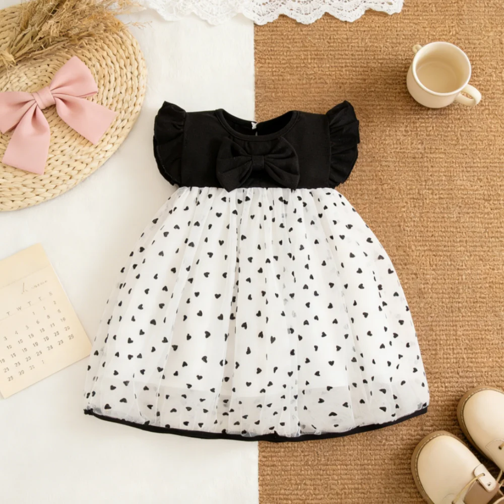Baby Girl Dress Summer All-Over Print Heart Bow Girl Dress Adorable First Birthday Baby Dress Baby Girl Clothes - Image 3