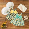 Baby Girl Dress Summer Bow And Sunflower Pattern Halter Beach Girl Kid's Dress Cute Casual Baby Dresses With Hat