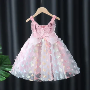 Baby Girl Dress Summer Butterfly Wings Halter Dazzle Style Puffy Girl Kid's Dress Cute Gorgeous Baby Girls Princess Dresses ﻿