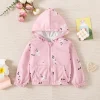 Baby Girl Jacket Spring/Autumn Cotton Solid Color Flower Hooded Long Sleeved Baby Coat Simple And Cute Girl Top Baby Clothing