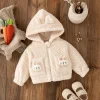 Baby Girl Plush Coat Cute Doll Decoration Long Sleeved Hooded Zipper Solid Color Coat Girl Keep Warm Clothes for Winter