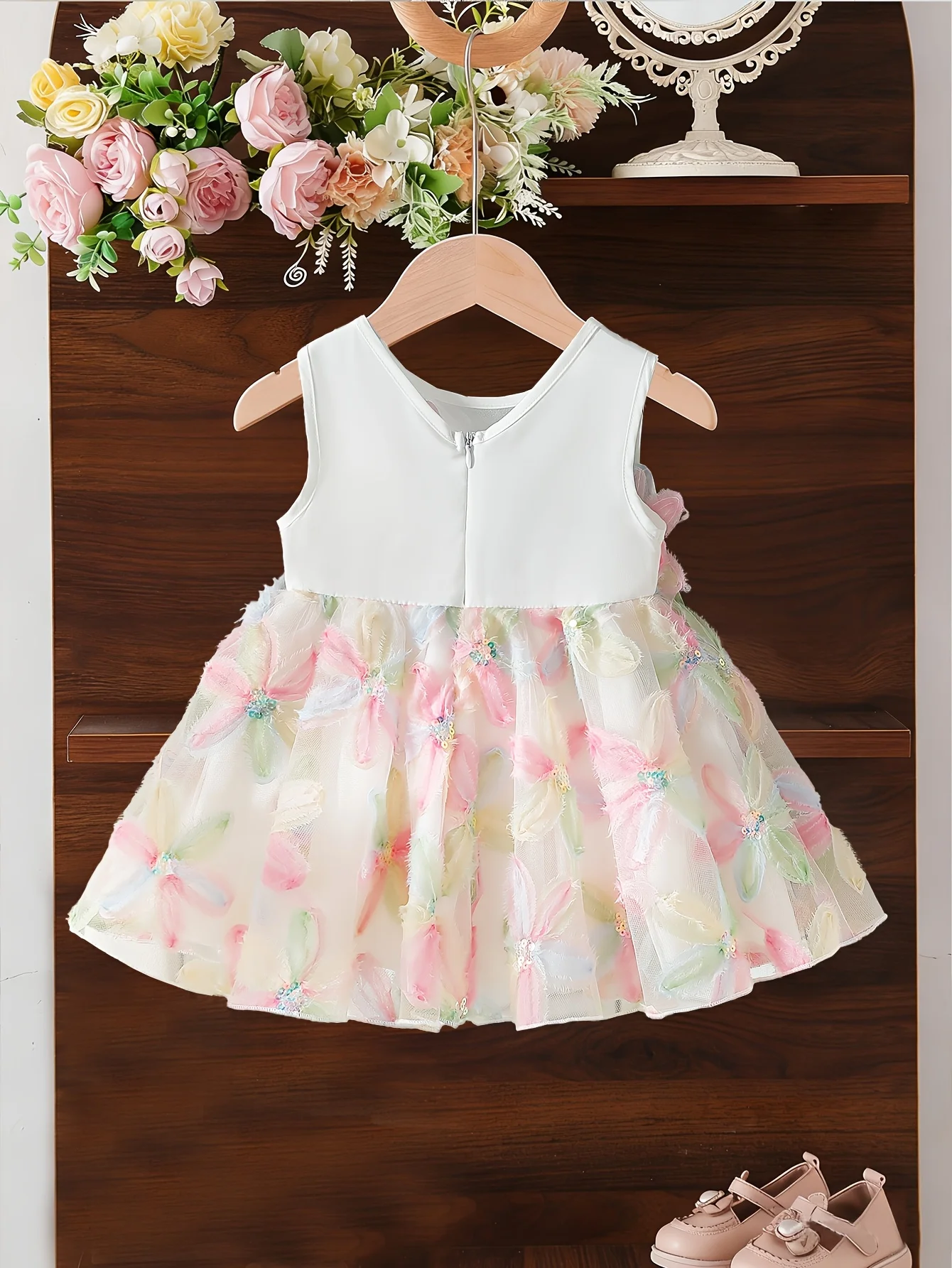 Baby Girl Summer Sweet Flower Tulle Puff Dress Gentle Princess Gown | Birthday & Valentine's Day Gift for 1st Birthday Party - Image 2