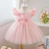 Baby Girl Summer Sweet Princess Skirt: Flutter Sleeves + 3D Flowers + Tulle Tutu, Special Occasions, Birthday & Valentine's Gift