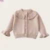 Baby Girl Viscose Ruffled Collar Knitted Cardigan Sweater 0-2Y Kids Girls Sweater Fashionable Spring Autumn Infant Toddler Coat