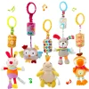 Baby Hanging Rattle Toys Sensory Soft Learning Toy Cartoon Animal Stuffed Bed Bell Toy Infant Development Handle Toy 0-24 Months