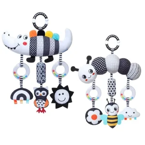Baby Rattle Hanging Toy Carseat Black & White Rattle Hanging Activity Stroller Toy for Newborns Boys and Girls Gifts Crocodile C