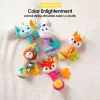 Baby Rattles Soft Stuffed Animal Rattle Hand Grip Baby Toys Shaker Crinkle Squeaky Sensory Soothing Toys Toddler Gifts