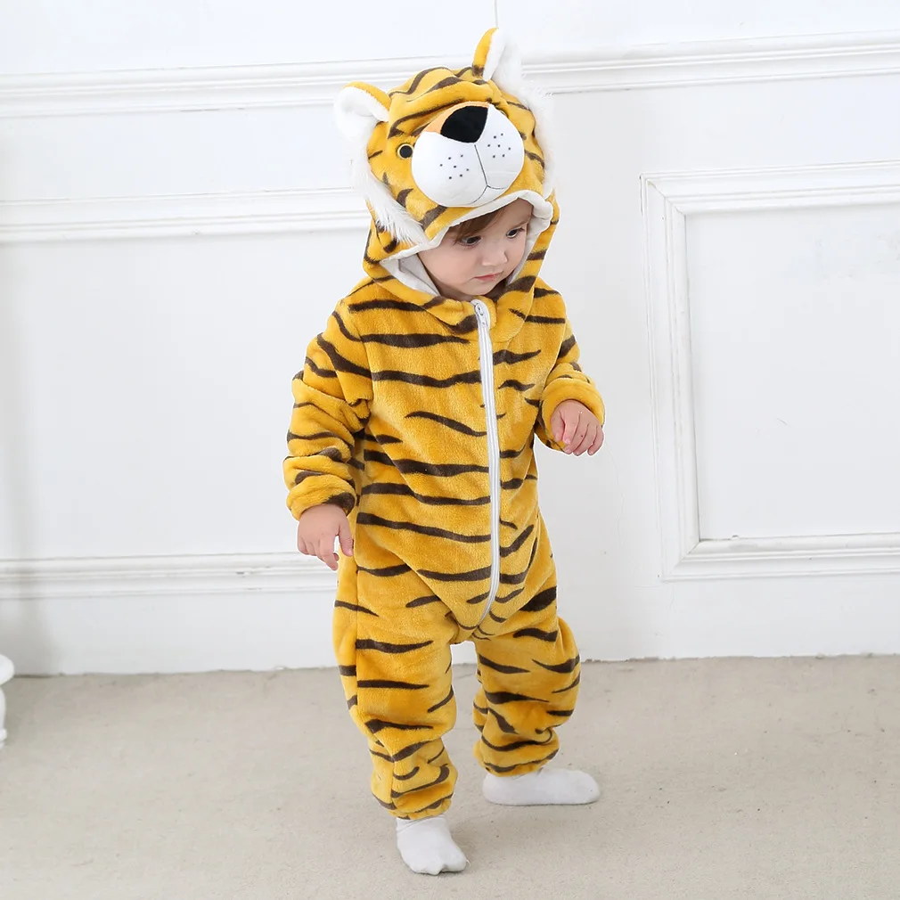 Baby Rompers Kids Cosplay Winter Flannel One-Pieces Hooded Jumpsuits Stitch Jumpers Overall Girl Grows Boy Growings Roupa Bebes - Image 2