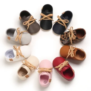 Baby Shoes Retro PU Leather Boy Girl Shoes Toddler Rubber Sole Anti-Slip First Walkers Unisex Newborn Moccasins