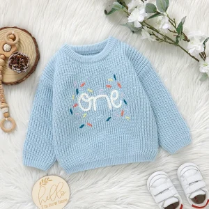 Baby Sweater Knitted Newborn Kid Clothing Fashion Embroidered Letters Tops Outerwear Infant Girl Boy Pullover Long Sleeve Autumn
