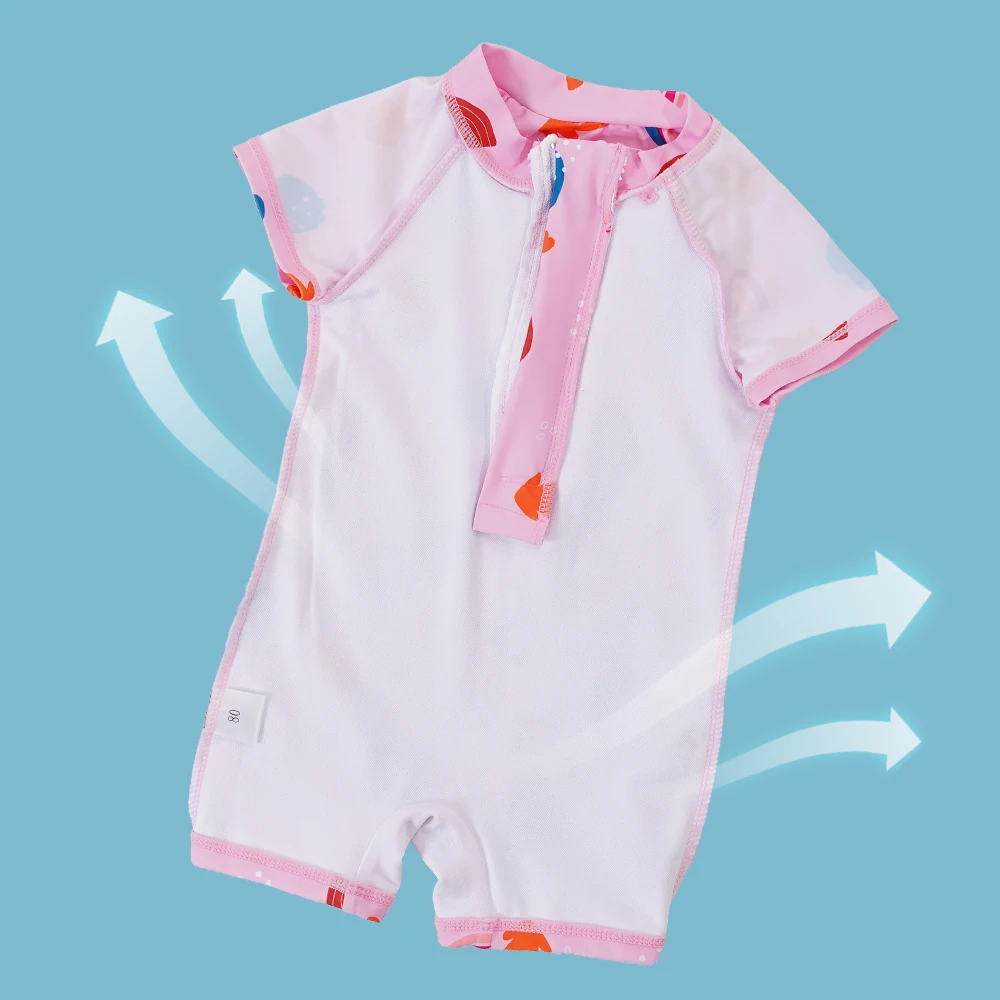 Baby Swimsuit Zipper Swimwear Toddler Infant Bathing Suit Rash Guard Swimming Beachwear One Piece Sunsuit With Hat - Image 2