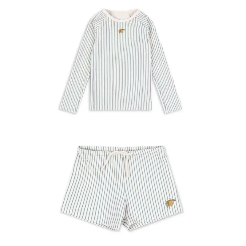 Baby Swimwear Boys Swimwears Striped Lemon Long Sleeved Swimsuit Seahorse Boy Beach Shorts kids Vacation Sunscreen Swimsuits - Image 5