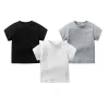 Baby Tops Newborn Boys Girls T-shirt 100% Cotton Clothes 0-24 Months Summer Short Sleeve Shoulder Button Solid Color Infant Tees