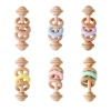 Baby Toys Wooden Rattles Silicone Ring Baby Rattles and Mobiles 0 12 Months Sensory Toys for Baby Wooden Teether for Baby Gifts