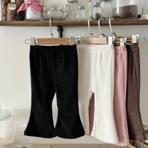 Baby Trousers Spring Loose Solid Color Bell Bottom Pants Newborn Girl Stretch Trousers Autumn Toddler Girl Clothes
