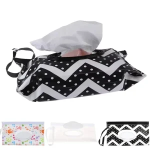 Baby Wet Wipe Pouch EVA Flip Cover Tissue Box Cute Snap-Strap Refillable Wet Wipes Bag Outdoor Useful Baby Stroller Accessory