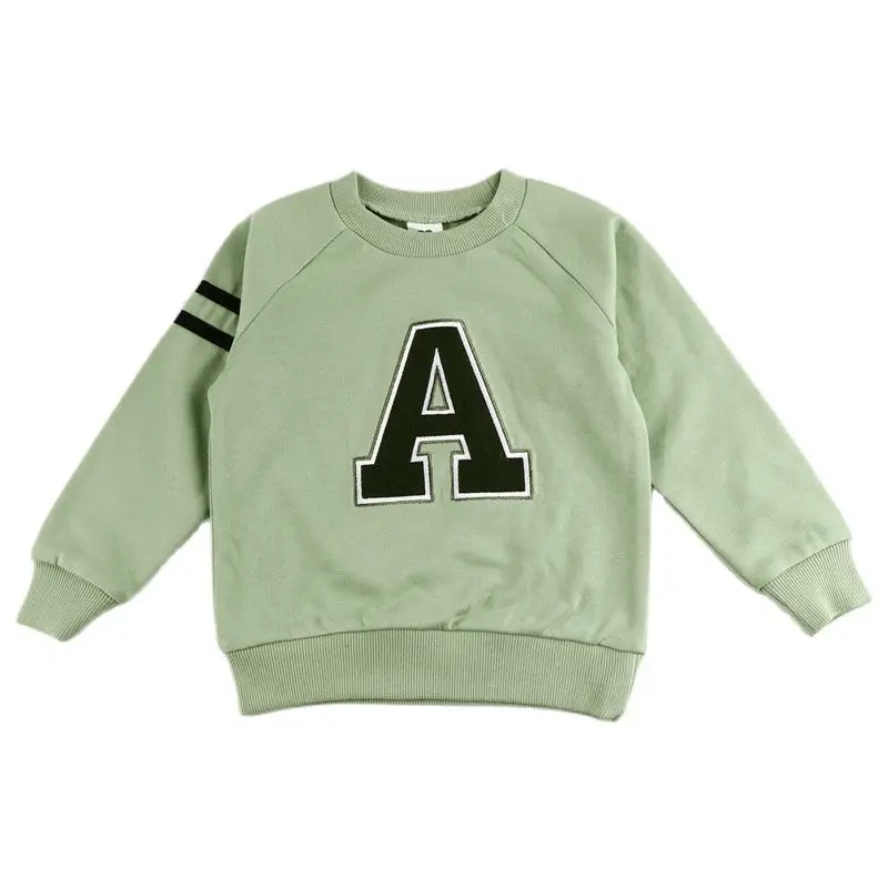 Baby boy and girls shirt outfit sweater shirt long sleeves girls clothes letter A children's sweater shirt family children set - Image 2