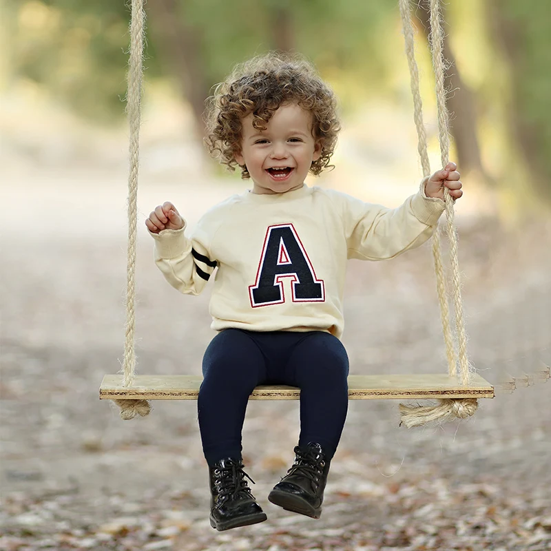 Baby boy and girls shirt outfit sweater shirt long sleeves girls clothes letter A children's sweater shirt family children set