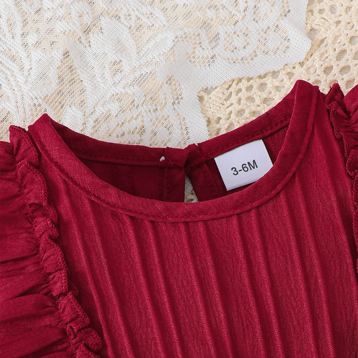 Baby girl's Sleeveless Dress Solid color Ruffled edges Fashion Summer Dress+Headband, 0-24 Months old Baby girl's New Year Dress - Image 3