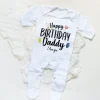 Babygrow Sleepsuit Happy Birthday Daddy Print Baby Sleepsuit Baby Coming Home Outfit Newbron Shower Gift Infant Sleepsuit