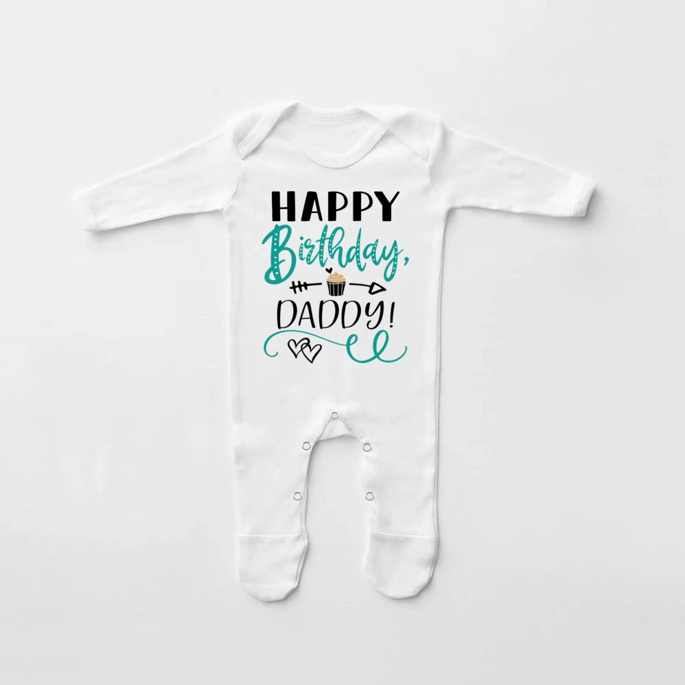 Babygrow Sleepsuit Happy Birthday Daddy Print Baby Sleepsuit Baby Coming Home Outfit Newbron Shower Gift Infant Sleepsuit - Image 5