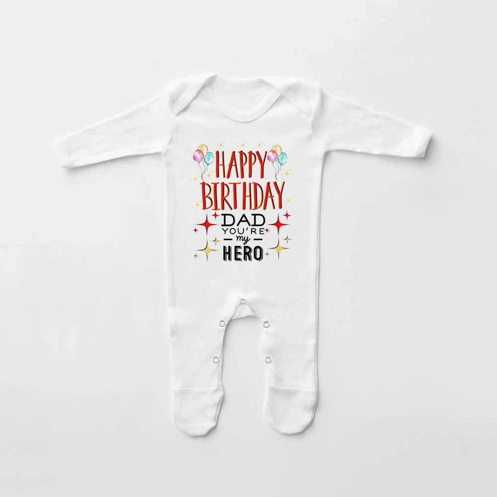 Babygrow Sleepsuit Happy Birthday Daddy Print Baby Sleepsuit Baby Coming Home Outfit Newbron Shower Gift Infant Sleepsuit - Image 6