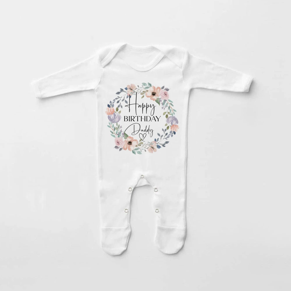 Babygrow Sleepsuit Happy Birthday Daddy Print Baby Sleepsuit Baby Coming Home Outfit Newbron Shower Gift Infant Sleepsuit - Image 4
