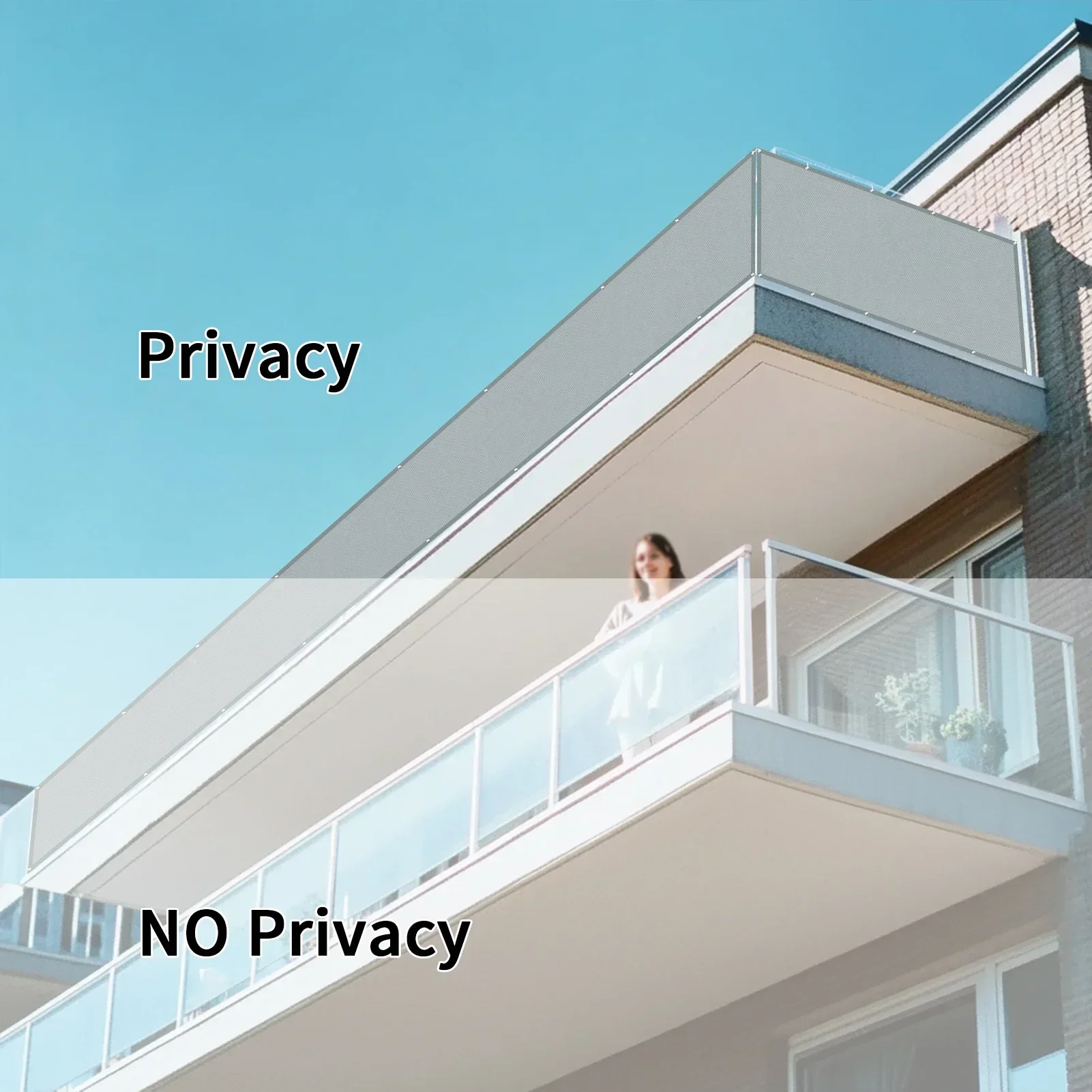 Balcony Privacy Screen Fence Windscreen Sun Shade Cloth with Grommets UV Protection for Patio Backyard Porch Railing Shield - Image 3