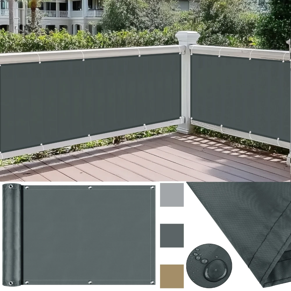 Balcony Privacy Screen Fence Windscreen Sun Shade Cloth with Grommets UV Protection for Patio Backyard Porch Railing Shield - Image 6