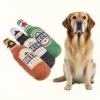 Beer Bottle Shaped Plush Dog Chew Toy Squeaky Interactive Bite-Resistant Pet Playing Supplies for Small to Large Dogs Teeth Clea
