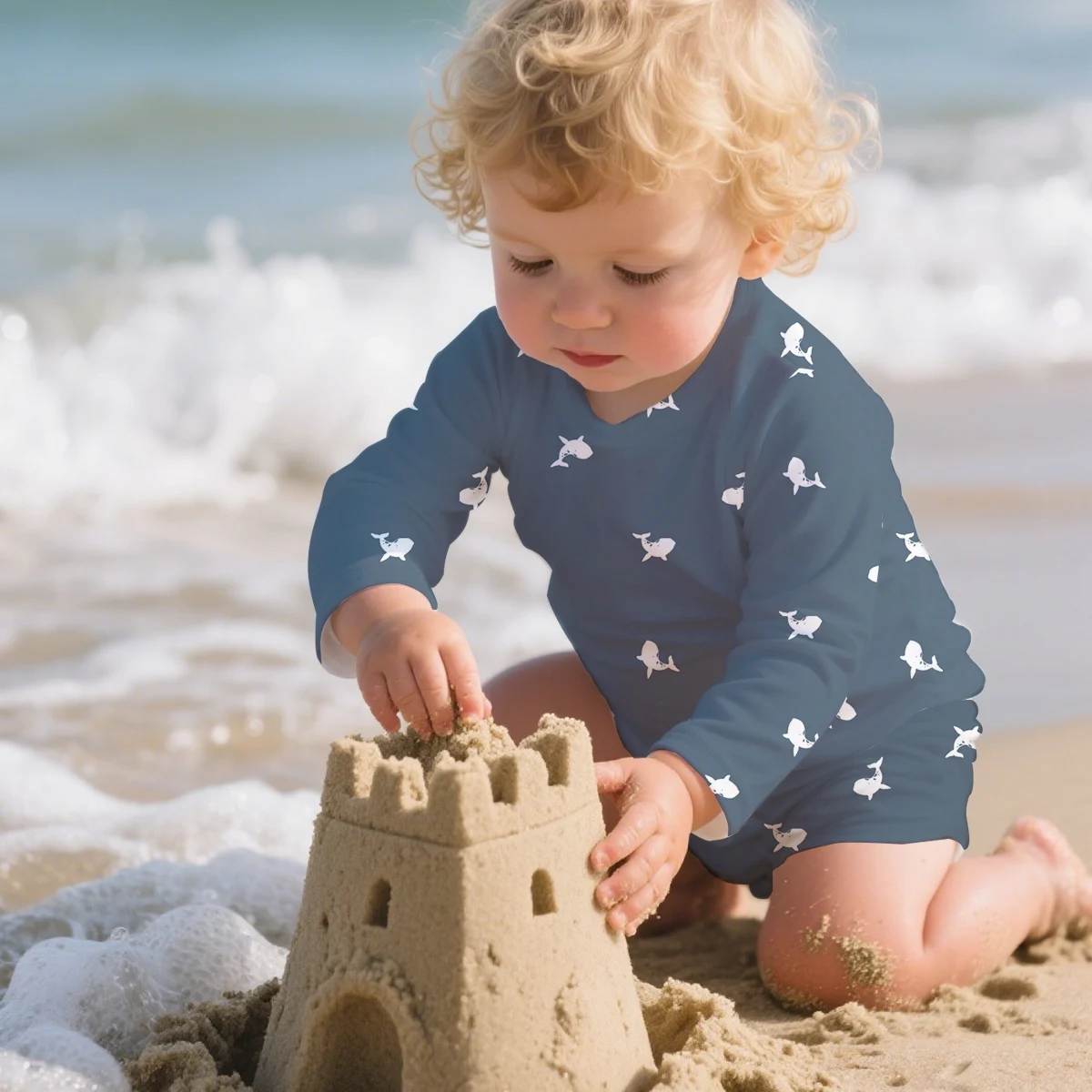 Boy Girl Swimsuits Kids Long Sleeve Swimwear Sets Children Bathing Suit Summer Toddler Learn Swimming Suits for 0-3Years Baby