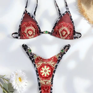 Brown Bikinis Green Button Bikini Set Sexy Swimwear Women's swimsuit Bathing Suit High Quality 2025 Bandage ruffled Swimsuit