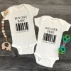 Buy One Baby Get One Free Printing Baby Romper Funny Twins Newborn Summer Bodysuit Baby Short Sleeve Jumpsuit Cute Infant Outfit