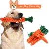 Carrot Dog Chew Toy Dental Rope for Teeth Cleaning Safe & Durable Braided Cotton Rope Puppy Teething Cleaning Toy