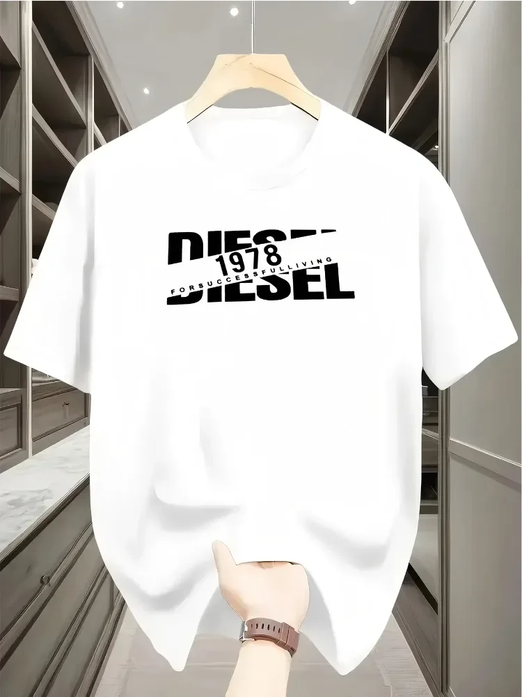 Casual Loose T-shirt with Classic Print Fashionable Summe Cotton Women's Harajuku Short Sleeve Round Neck T-shirt Tops - Image 2