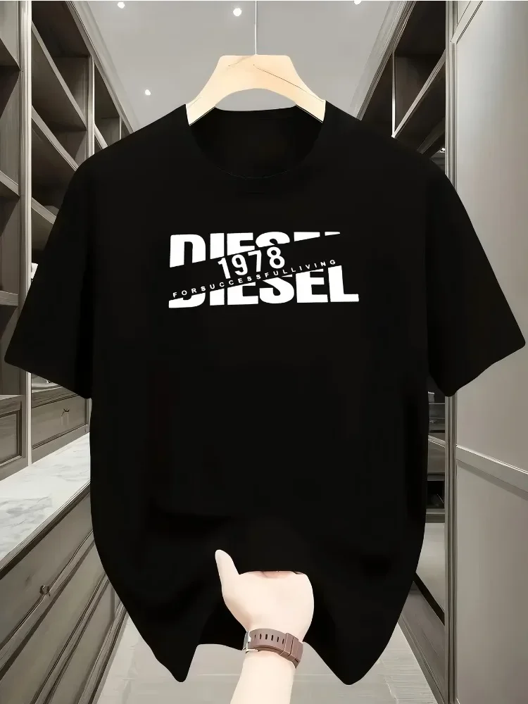 Casual Loose T-shirt with Classic Print Fashionable Summe Cotton Women's Harajuku Short Sleeve Round Neck T-shirt Tops