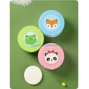 Child Friendly Powder Puff Box Infant Skin Powder Puff Box Lovely Pattern Designed for Baby 0 to 3 Years