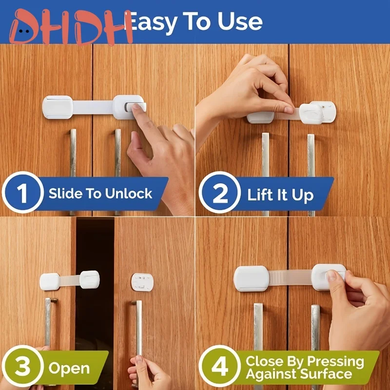 Child Lock Children Protection Baby Safety Lock for Cabinets and Drawers Toilet Fridge & More Adjustable length - Image 2