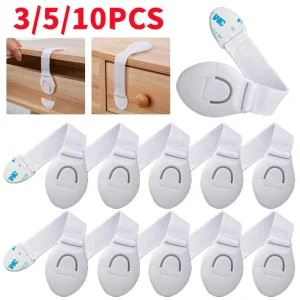 Children Safety Cabinet Locks Safe Quick and Easy Installation by Adhesive Tape Multi-Purpose Safety Locks for Cupboards Drawers