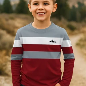 Children's Clothing Boys Tshirt Long Sleeve 3D Striped Print Kids Spring Fall Clothes Casual Simplicity O-Neck Boy Clothes Tops