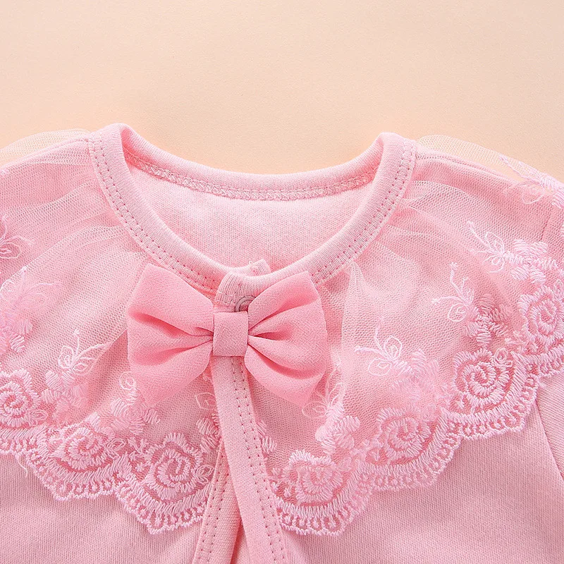 Cotton Newborn Baby Coat For Girls Bow Lace Princess Infant Coat Wedding Birthday Party Toddler Baby Girls Outerwear Clothes - Image 3