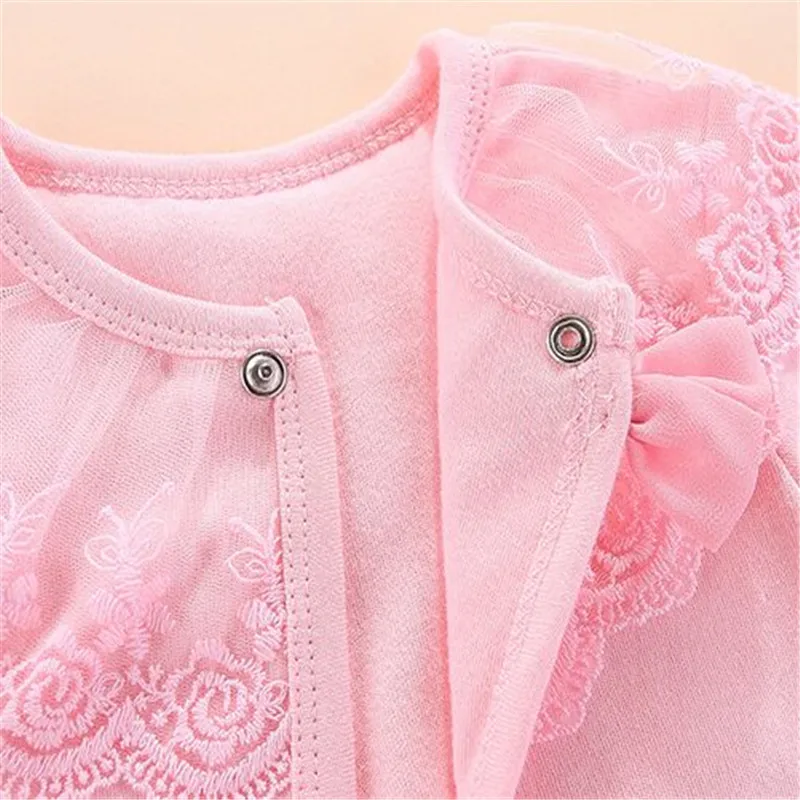 Cotton Newborn Baby Coat For Girls Bow Lace Princess Infant Coat Wedding Birthday Party Toddler Baby Girls Outerwear Clothes - Image 4