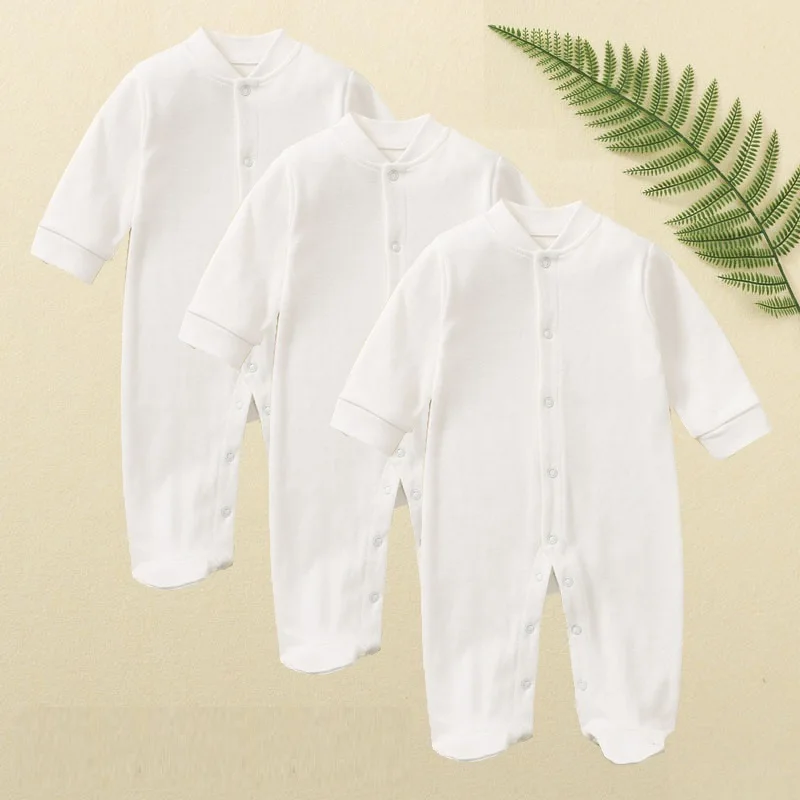 Cotton Newborn Baby Jumpers Rompers Boy Sleepsuit Girl Jumpsuits Sleepwear One-pieces Grow Growings Footies White Blue Pink