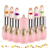 Crystal Flower Jelly Lipstick, Long Lasting Nutritious Lip Balm Lips Moisturizer Temperature Color Change Lip Gloss